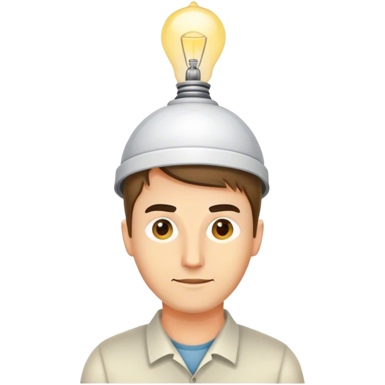 caucasian programmer with lamp on a head emoji