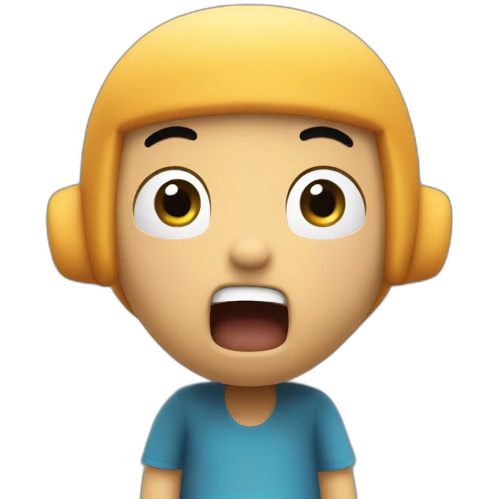 Pocoyo being shocked with mouth wide open and hands on head emoji