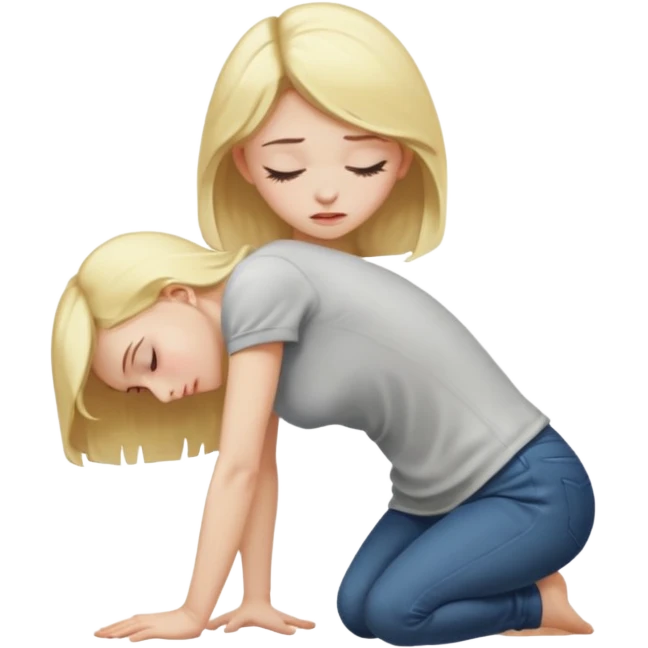 Naked blonde girl bending over  emoji