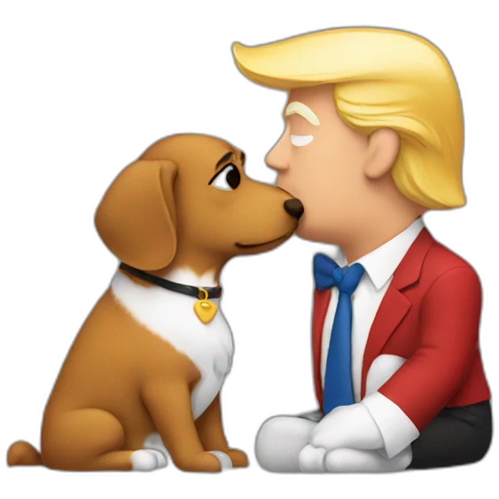 trump kissing a dog emoji