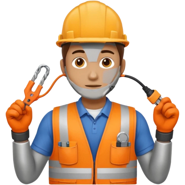 Electrician + cable coil + orange vest emoji