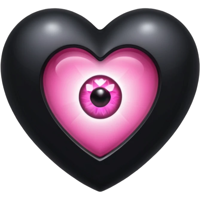 A black heart Gem with a pink eye in the center emoji