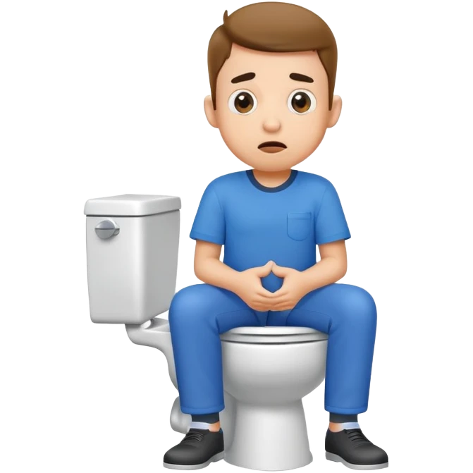 cartoon character sitting on toilet with surprised expression emoji