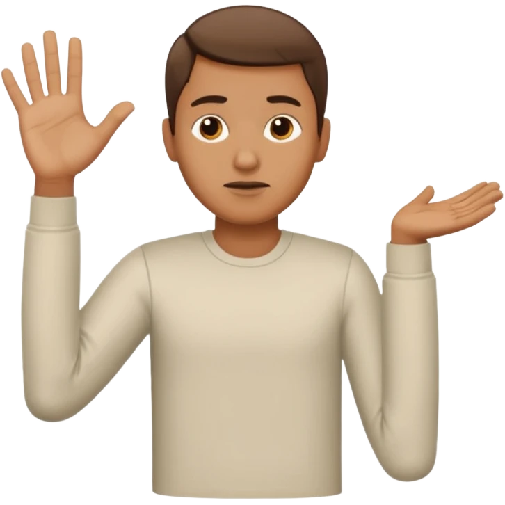 The man extends his arm forward, indicating that he refuses. emoji