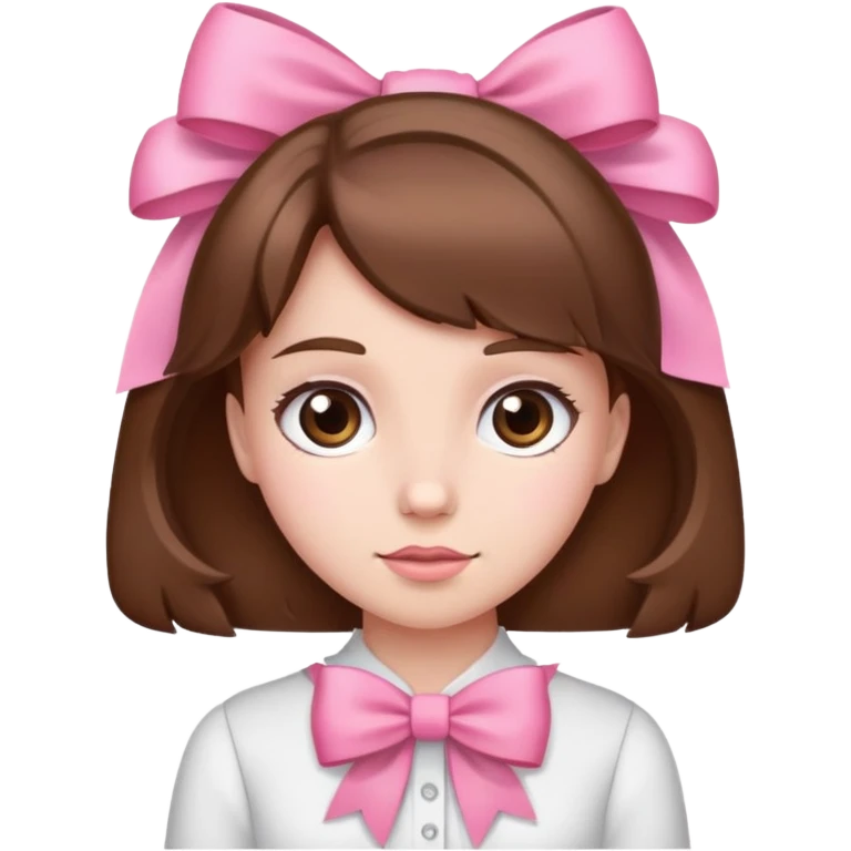 a girl with brown hair and a pink bow emoji
