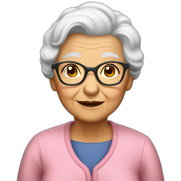an old women aged of 90 in a school class emoji