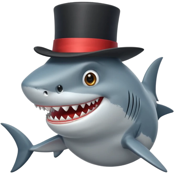 Shark with a top hat emoji