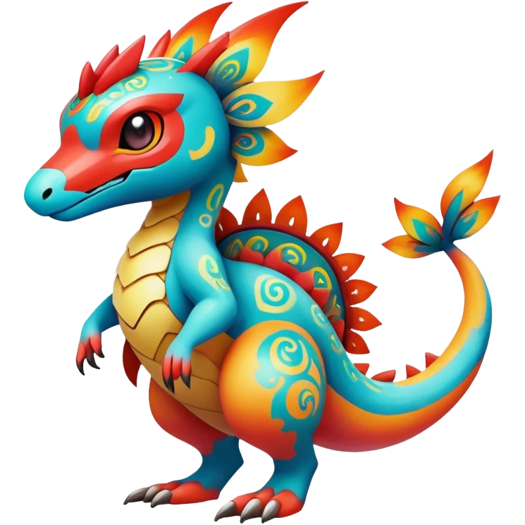 exotic fantasy-creature-Fakémon-Pokémon, full body, with random markings emoji