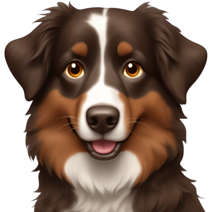 Dark Brown Australian shepherd with brown fur on face emoji