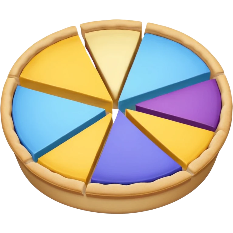 A pie chart with purple, yellow and blue colors only, with only 3  slices emoji