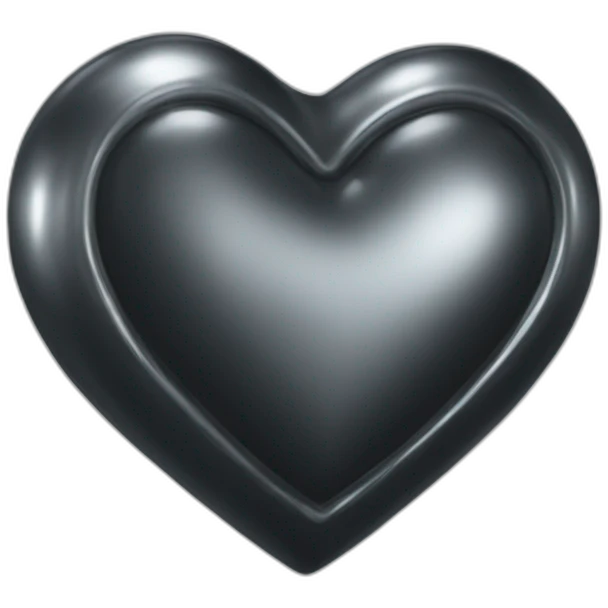 black shiny steel metal heart emoji