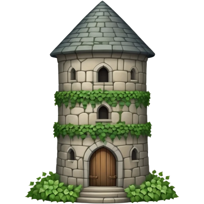 A medieval round tower covered in ivy vines. emoji
