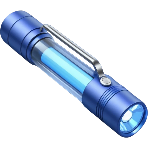 3D render of UV Flashlight, forensic investigation aesthetic, sterile clinical lighting, cool blue undertones, sharp high-contrast details, professional clean look. emoji