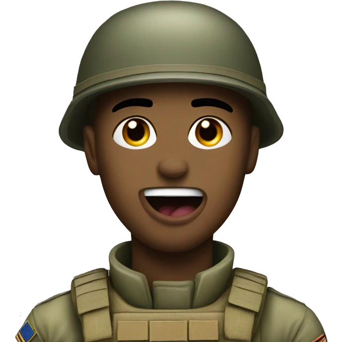soldier shows his tongue emoji