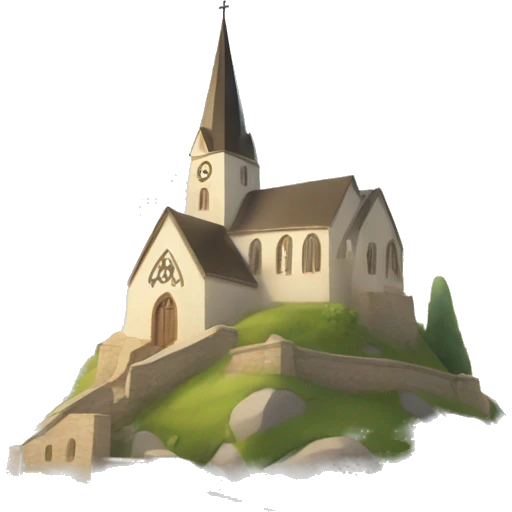 church and castle on hill emoji