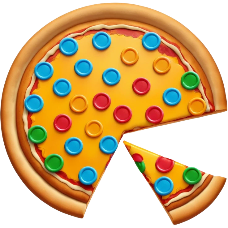 pizza topped with colorful candy pieces emoji