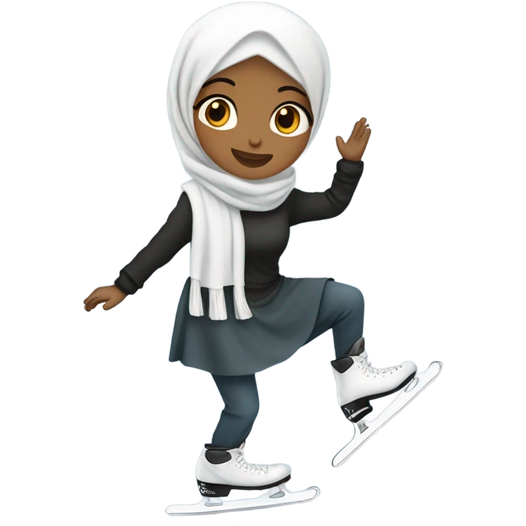 A hijabi girl ice skating  emoji