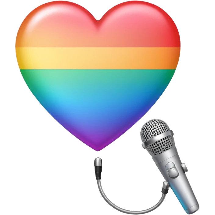 heart with rainbow gradient and microphone emoji