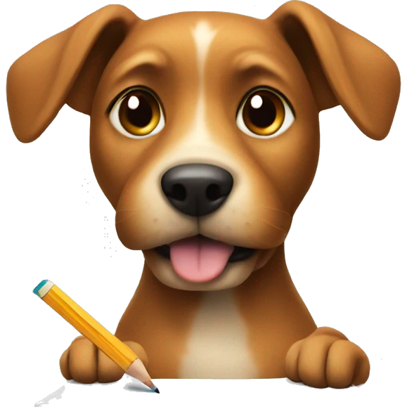dog writing with a pencil emoji