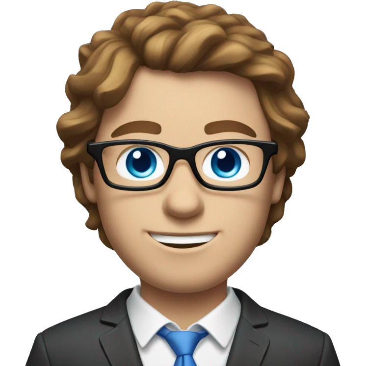 white guy with brown hair, blue eyes and glasses playing xbox emoji