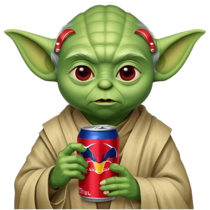 Yoda with red bull emoji