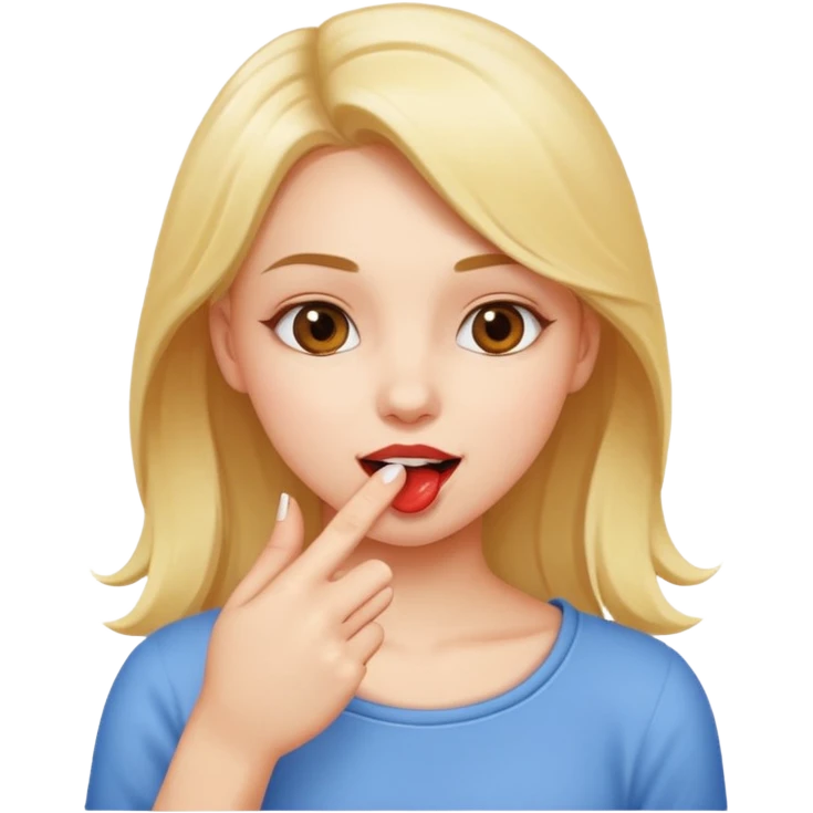 chica guapa mordiéndose suavemente un dedo de la mano  “sexualmente” emoji