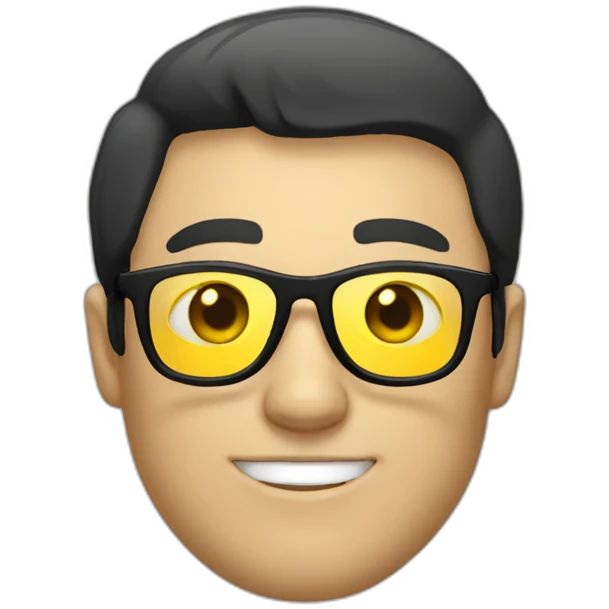 White man with yellow tinted glasses and black hair  emoji
