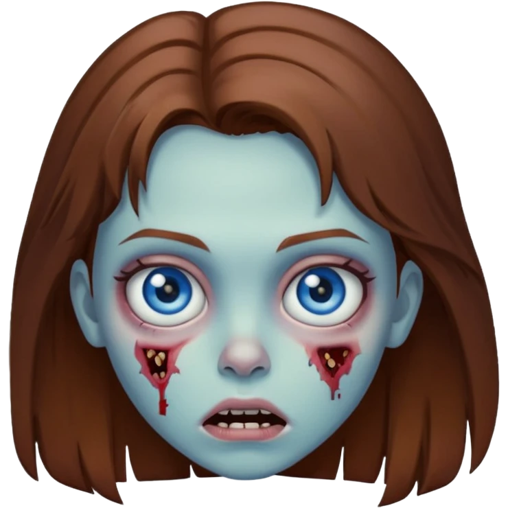 girl zombie brown hair and blue eyes emoji