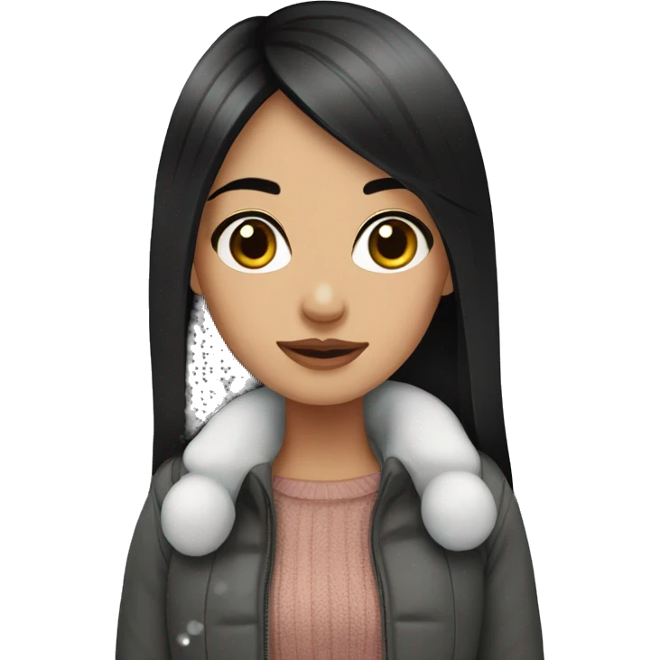 Winter wonderland cute girl with black straight hair emoji