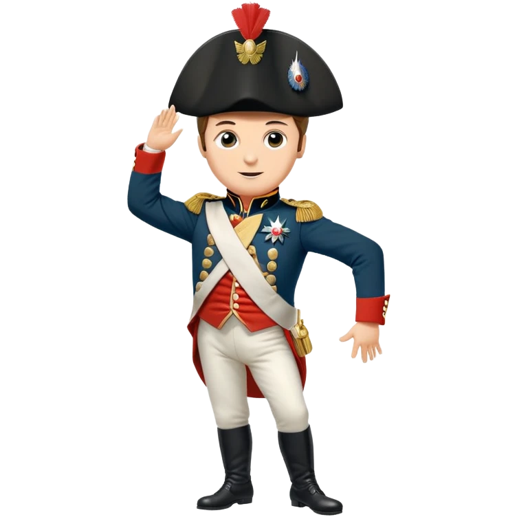 Napoleon Bonaparte in his iconic military uniform and bicorne hat dancing the Macarena dance emoji