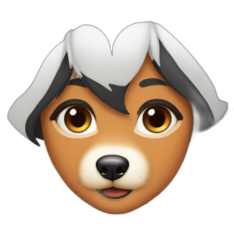 Black hair girl with orange color shiba inu dog next to her emoji