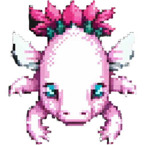 Minecraft axolotl with authentic blocky style and proportions, pixel art emoji