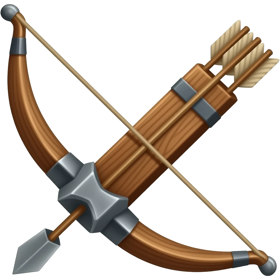 Wooden bow for archery, medieval emoji