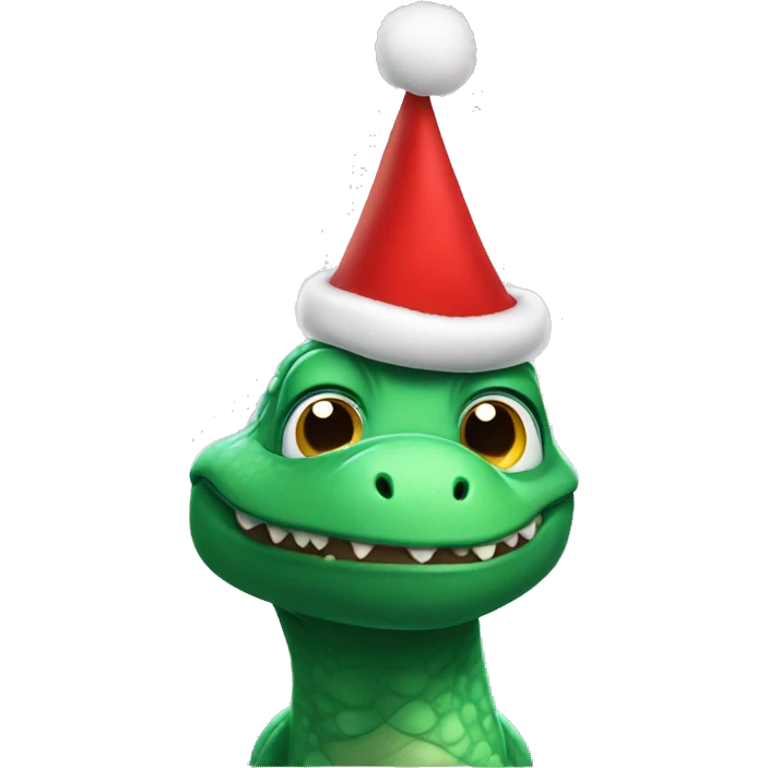 pixar green dino wearing santa hat emoji
