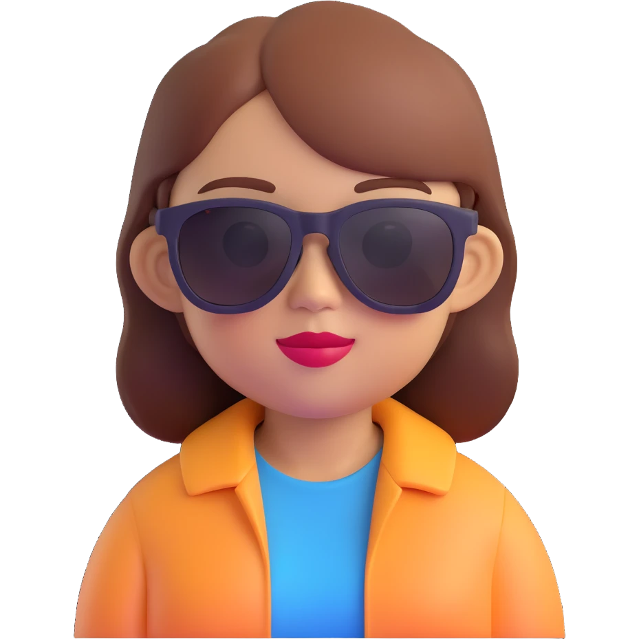 Remove the background, keep only the girl memoji with sunglasses in 3D cartoon style, transparent background. emoji