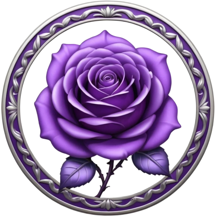 Purple shadow rose silver circle plaque emoji