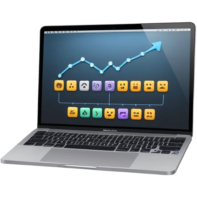 macbook showing you timle in screen for after effect emoji
