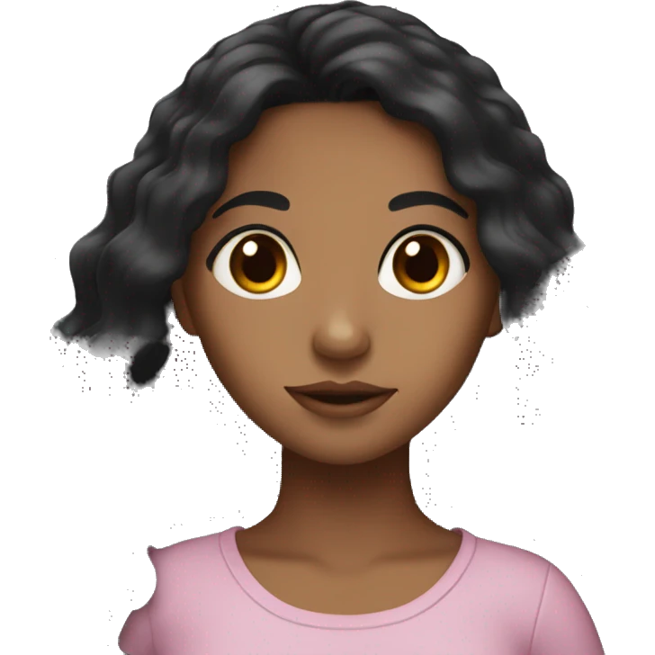 brown girl with long black hair and brown eyes emoji