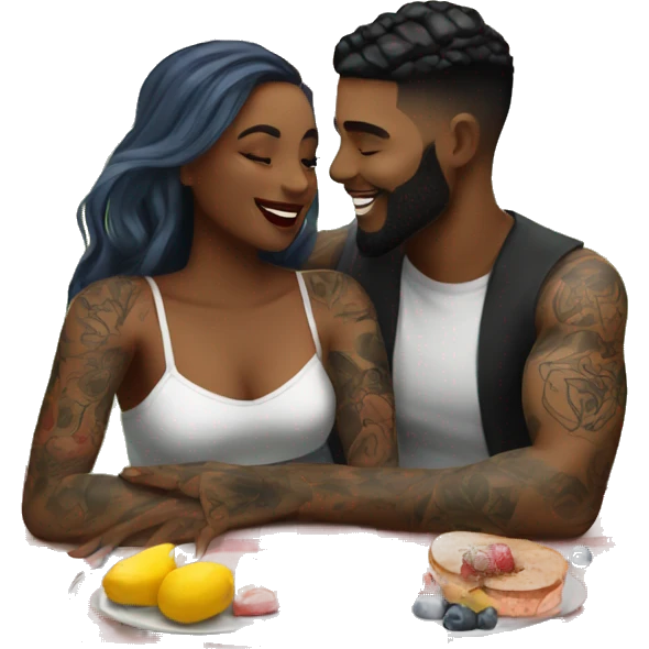 Romantic picnic date for beautiful tattooed couple emoji
