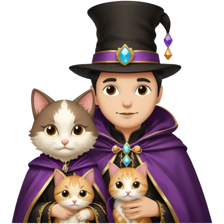 magician couple and their pet cat emoji