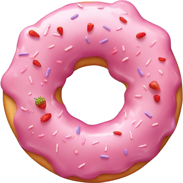 pink donut with lavender sprinkles and a strawberry on top emoji