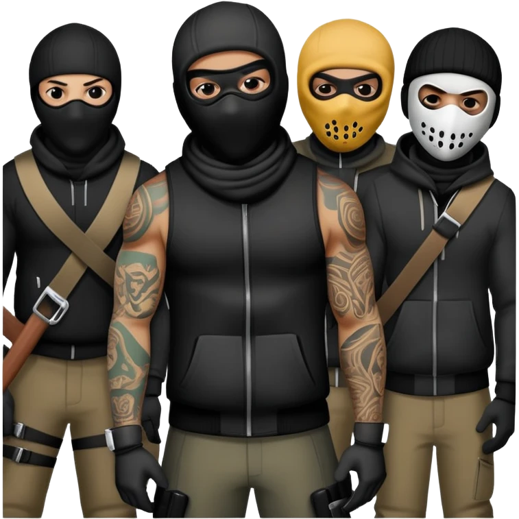 a group of gang members with ski mask on  emoji