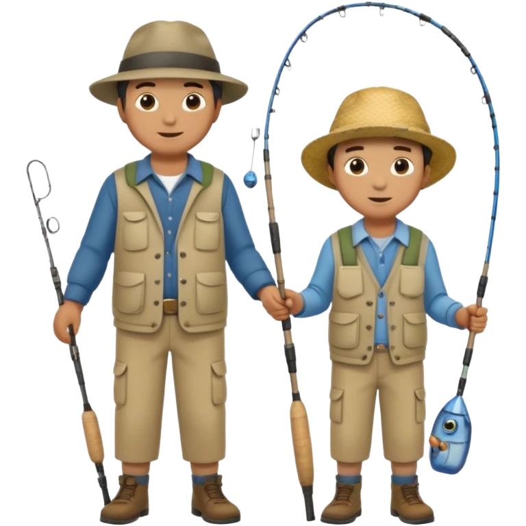 father and son fishing full body emoji