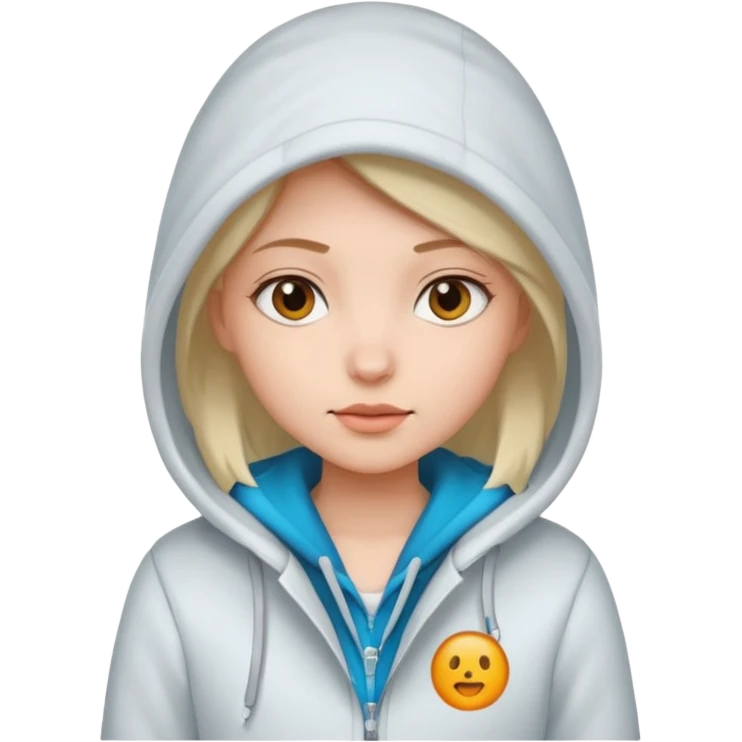 Girl, cold White Coat with Hoodie  emoji