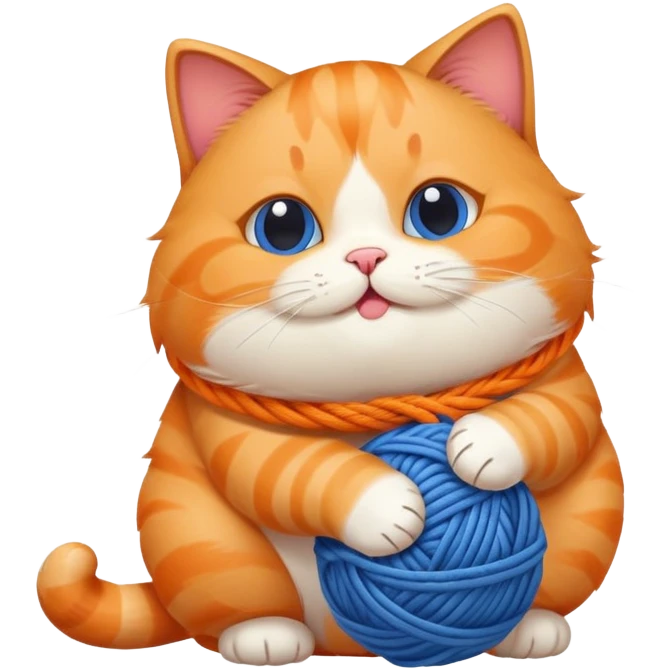 Chubby cat playing with yarn emoji