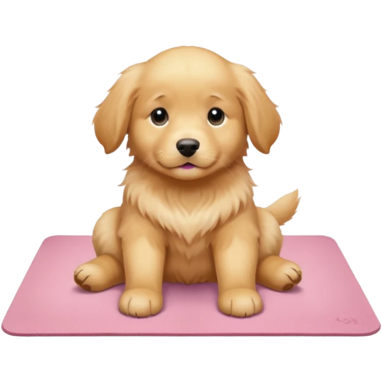 Sassy Golden retriever puppy on light pink yoga mat emoji