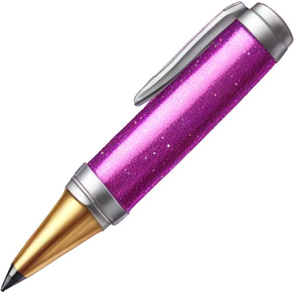Pink pen and paper with glitter emoji