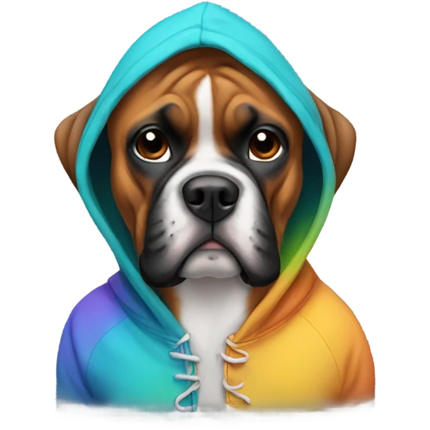 Boxer dog wearing hoodie emoji