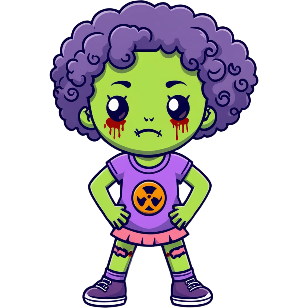 zombie girl with curly hair emoji