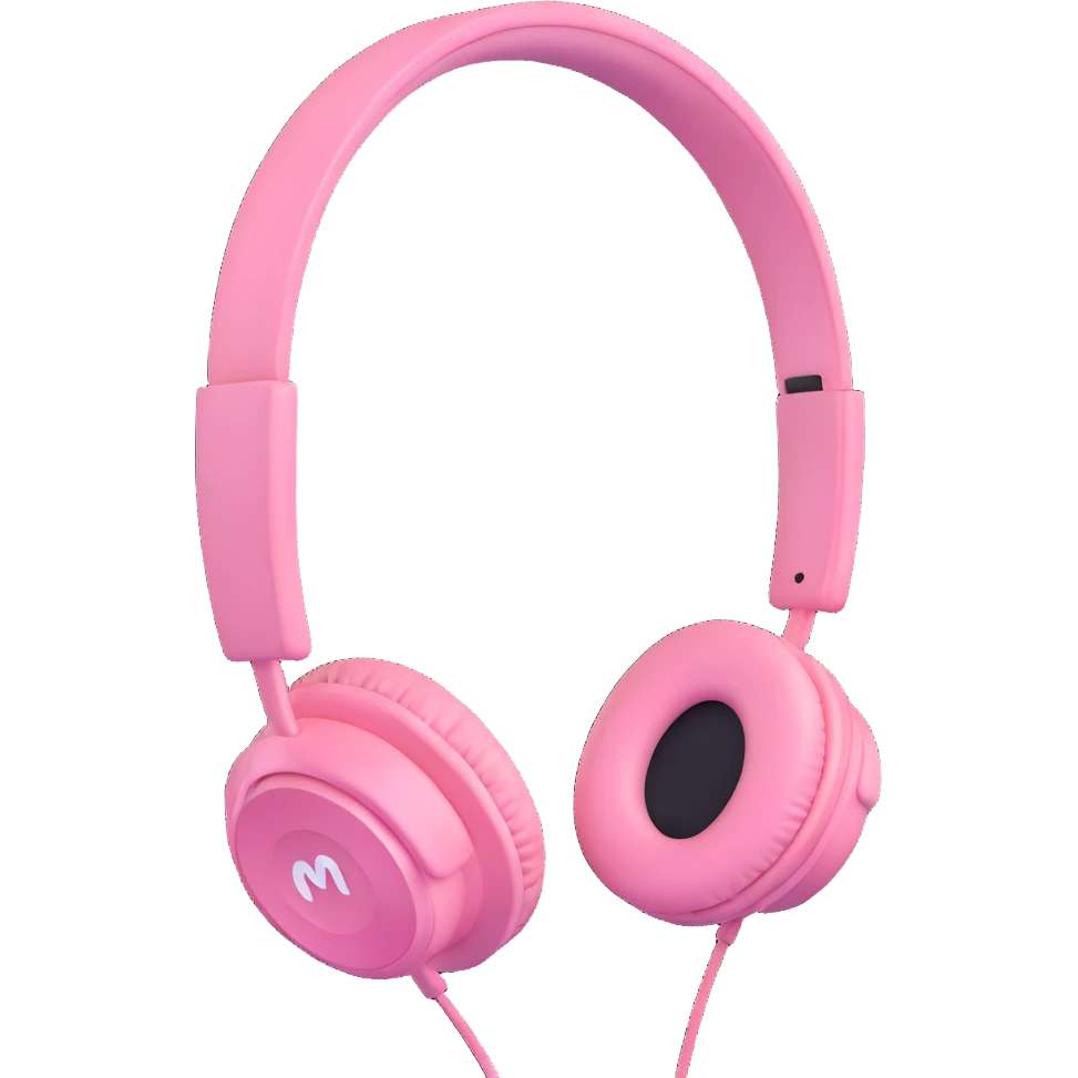 light pink headphones, soft and cute emoji